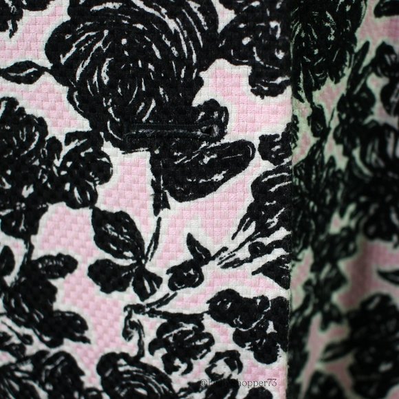 LOFT Ann Taylor Petite Women's Light Pink Black Floral Basketweave Dress Jacket - Picture 5 of 8